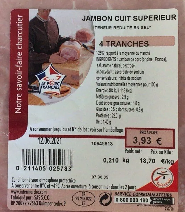 Jambon cuit superieur