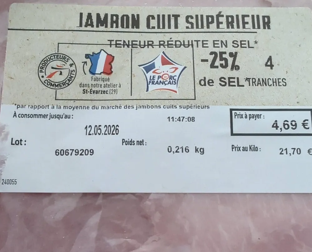 Jambon cuit supérieur