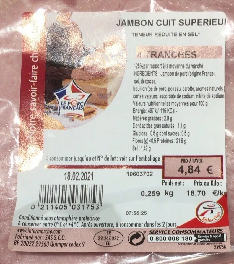 Jambon cuit superieur