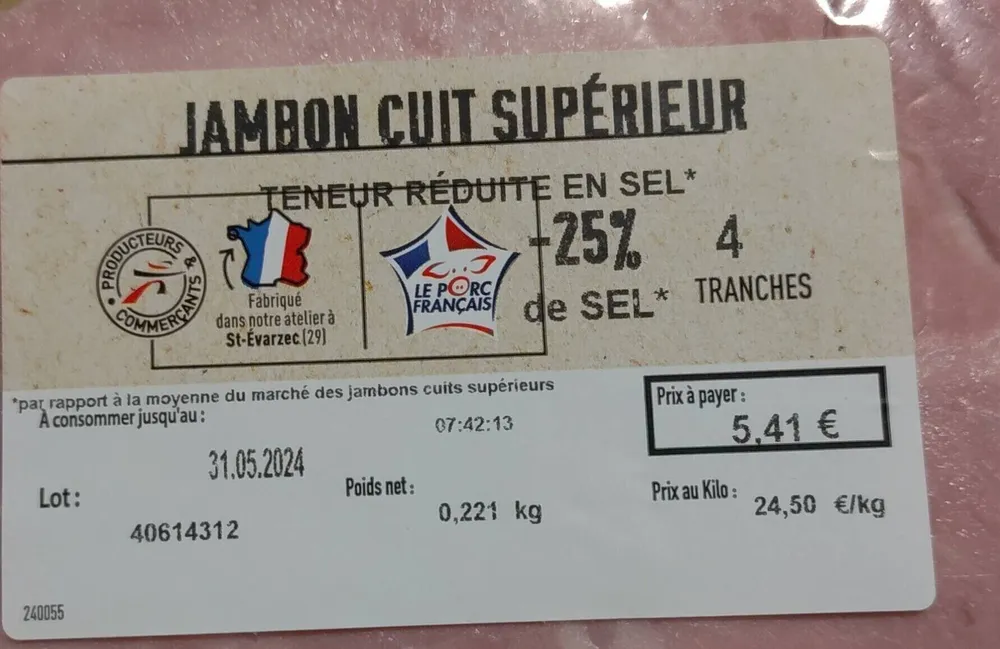 Jambon cuit supérieur