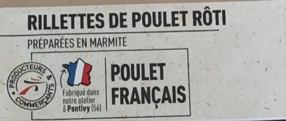 Rillettes de poulet rôti préparé en marmite