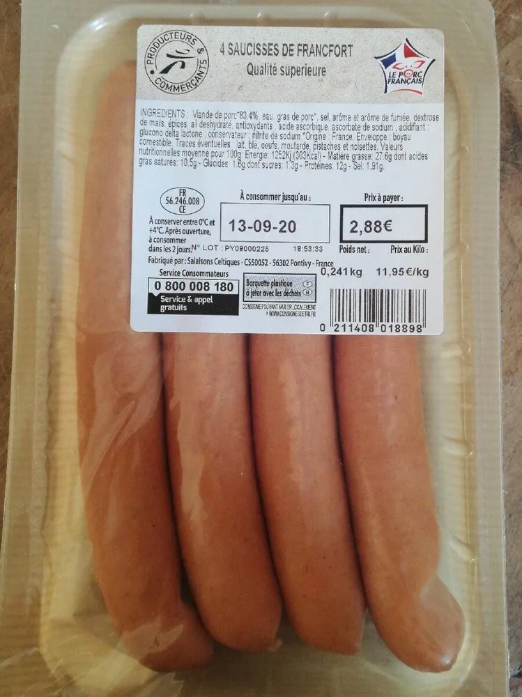 4 sausisses de francfort