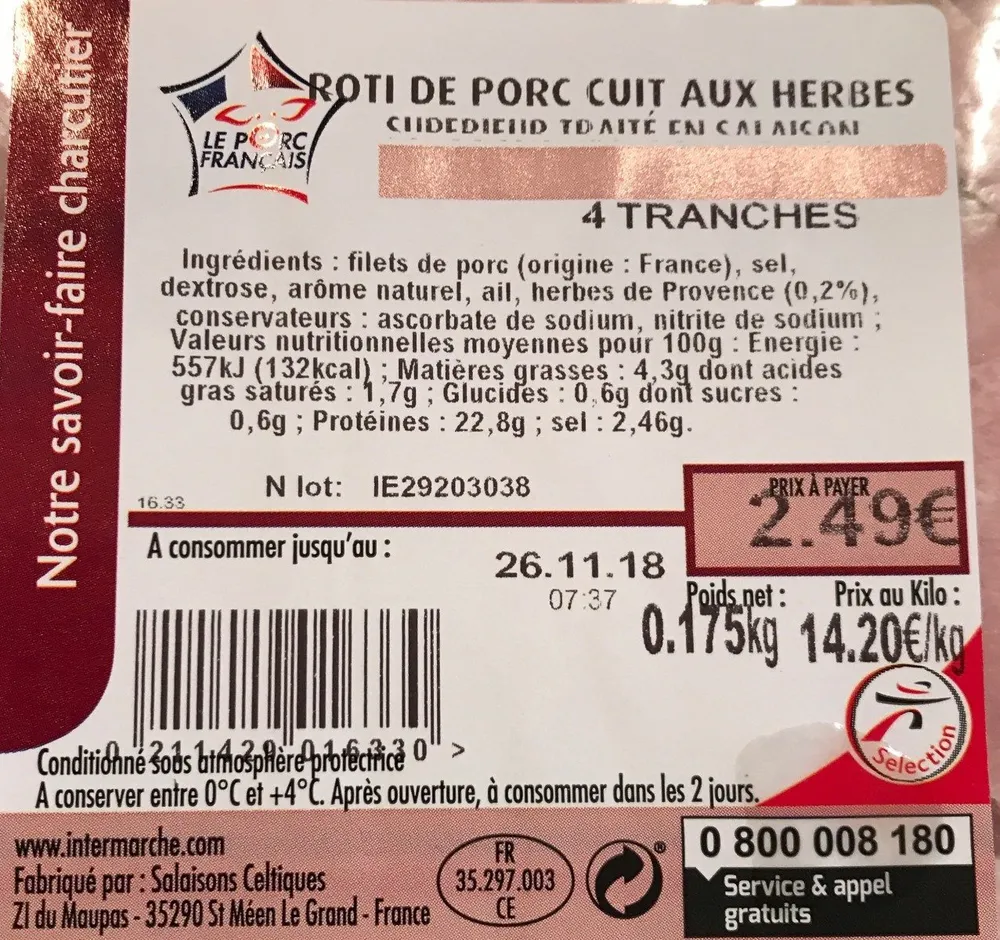Roti de porc cuit aux herbes