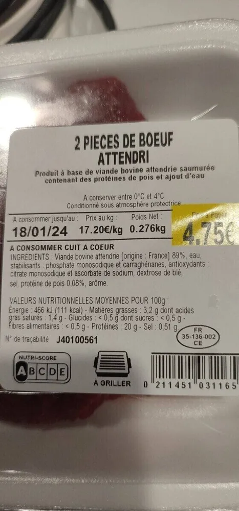 2 pièces de bœuf attendri