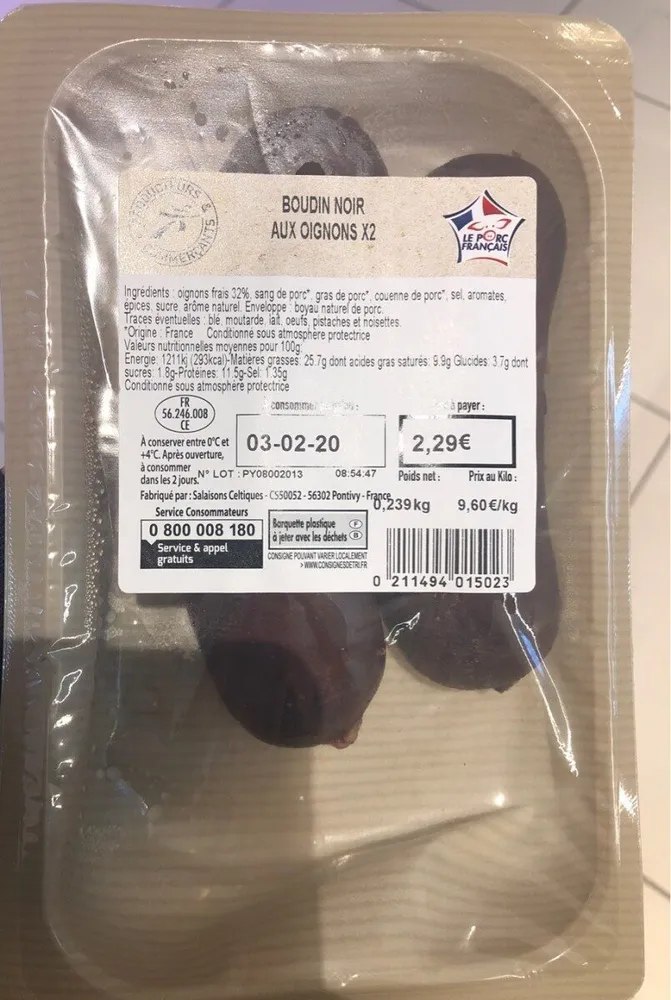 Boudin noir aux oignons x2