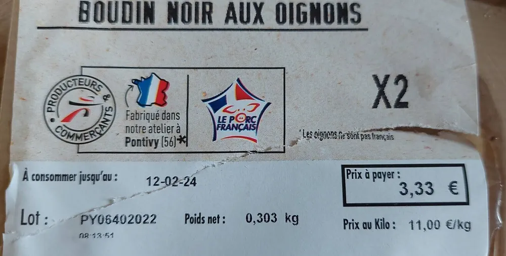 Boudin noir aux oignons
