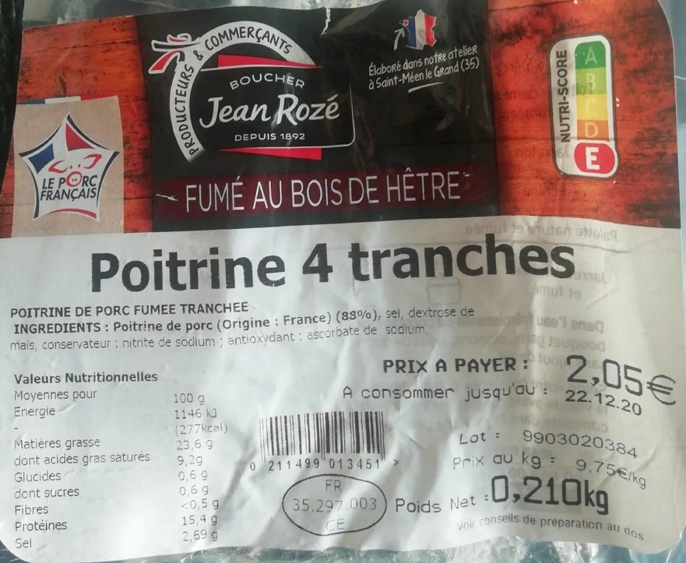 Poitrine 4 tranches