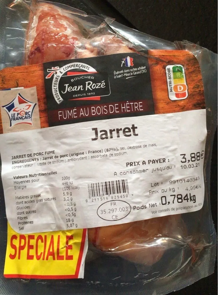 Jarret de porc fumé au bois de hêtre