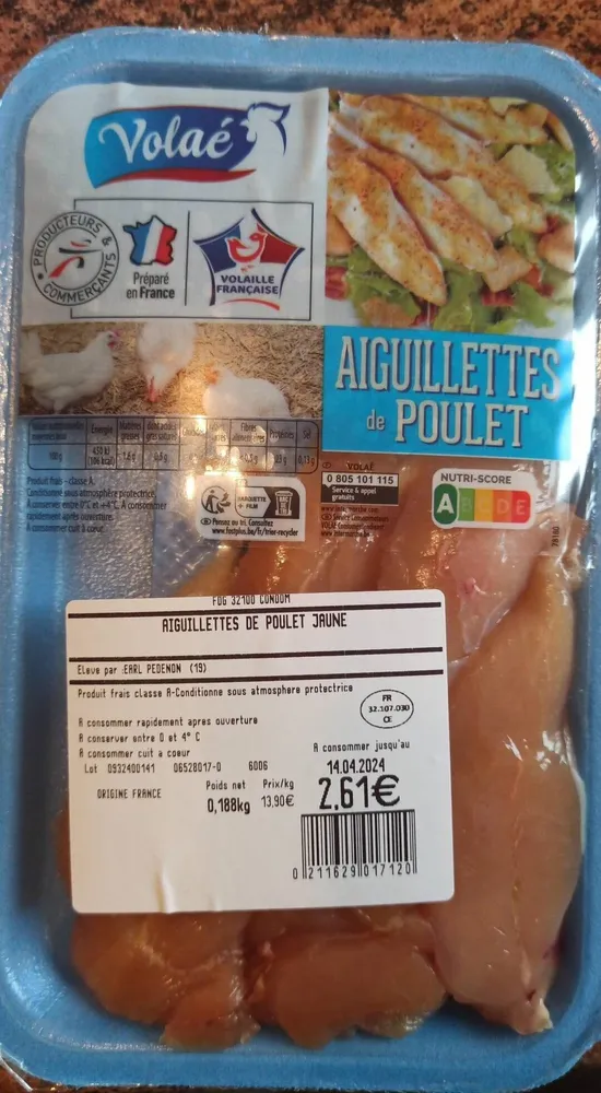 Aiguillettes de poulet jaune