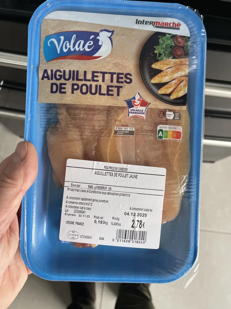 aiguillettes de poulet
