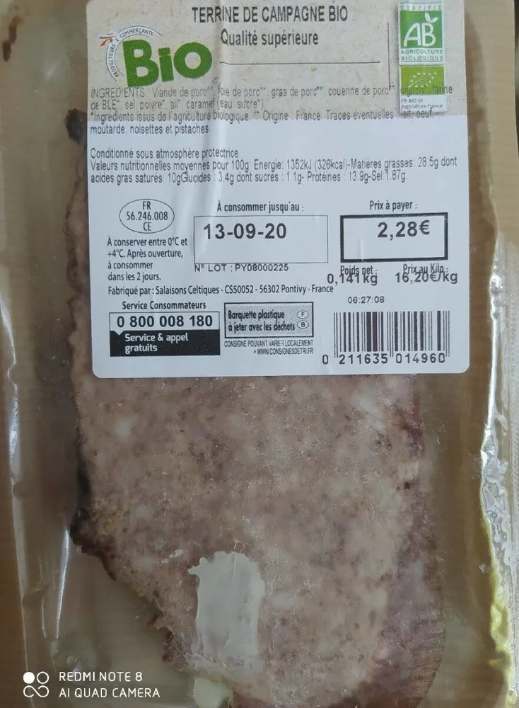 Terrine de campagne bio