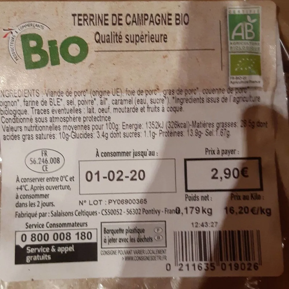 terrines de campagne Bio