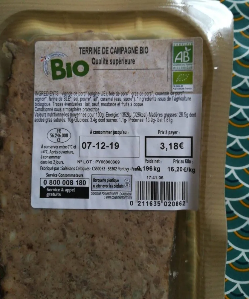 Terrine de campagne bio