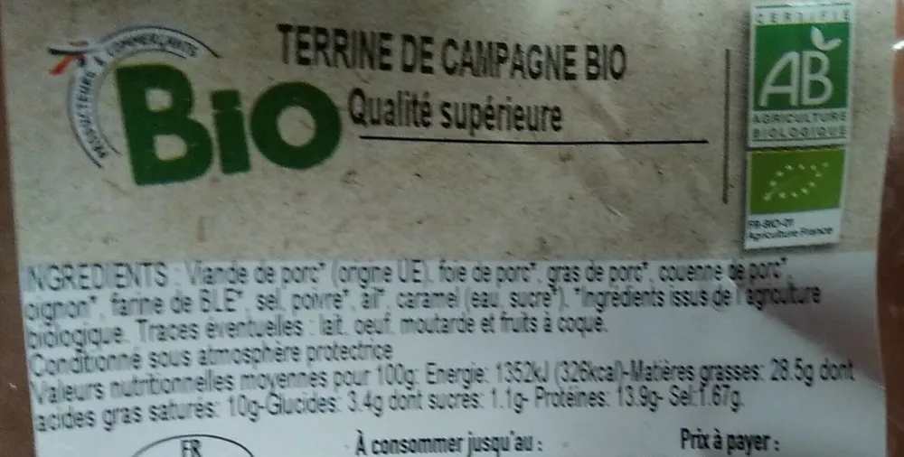 Terrine de campagne bio