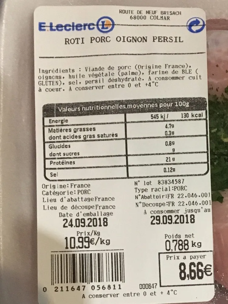 Roti de porc oignon persil