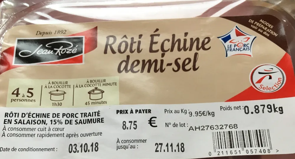 Roti echine demi sel