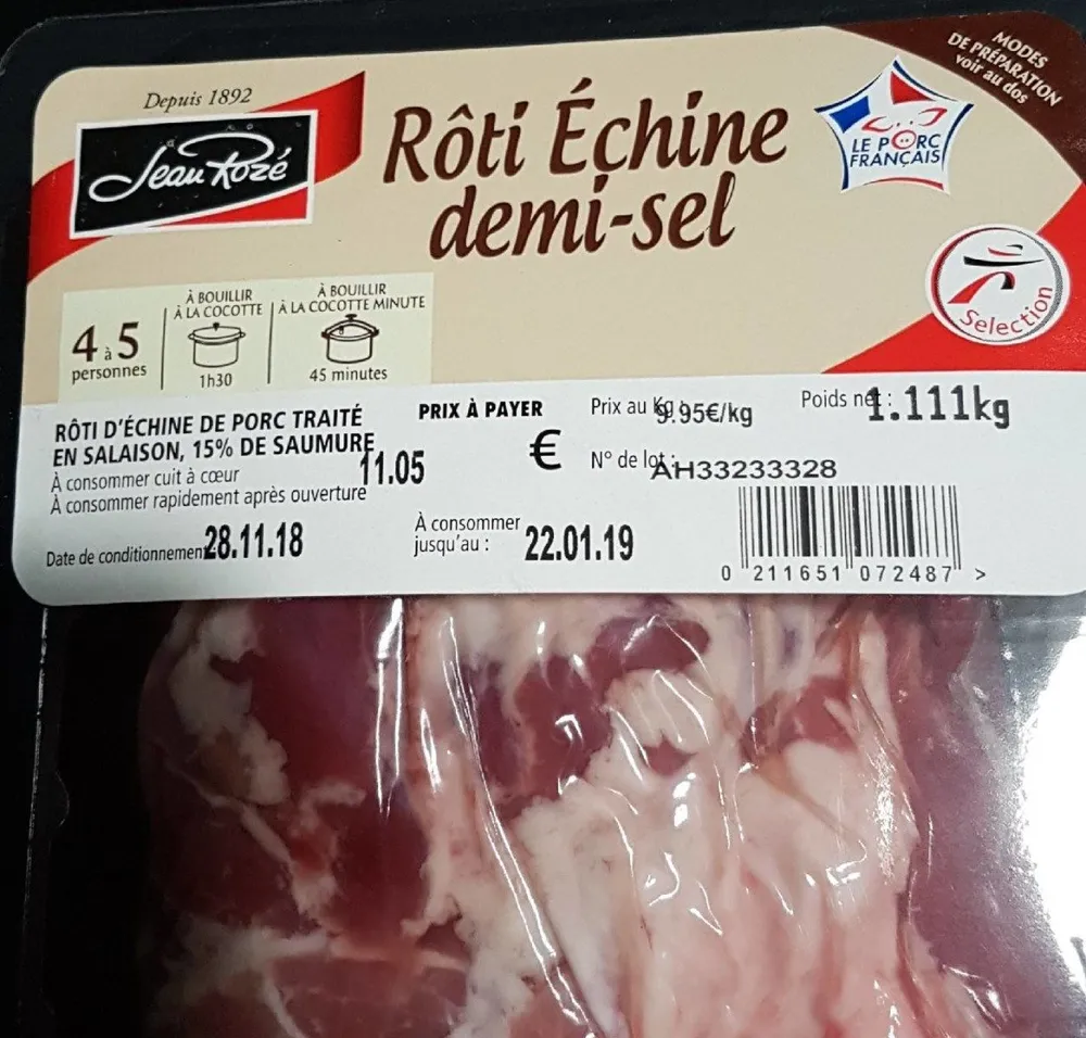 Roti echine demi-sel