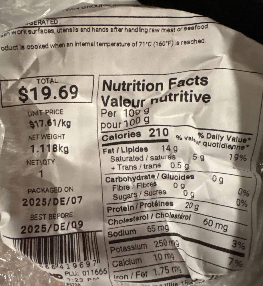 Lean ground beef, family size raw