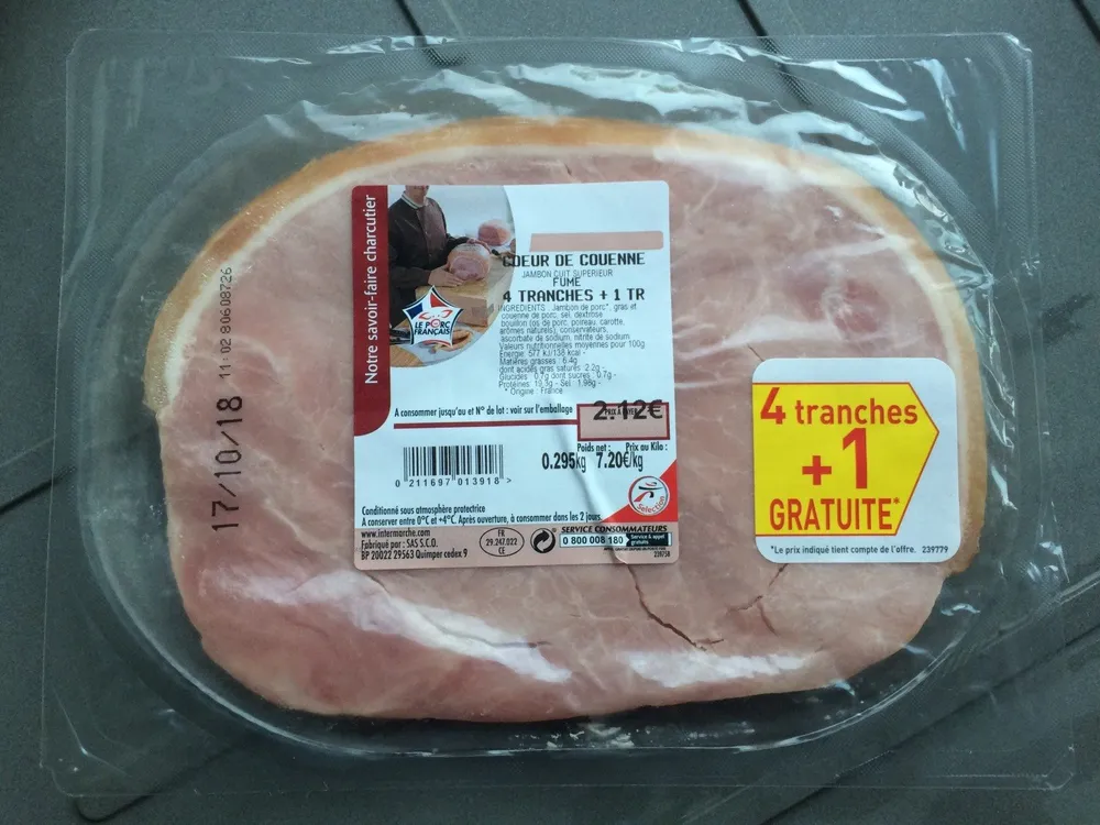 Jambon cuit superieur coeur de couenne