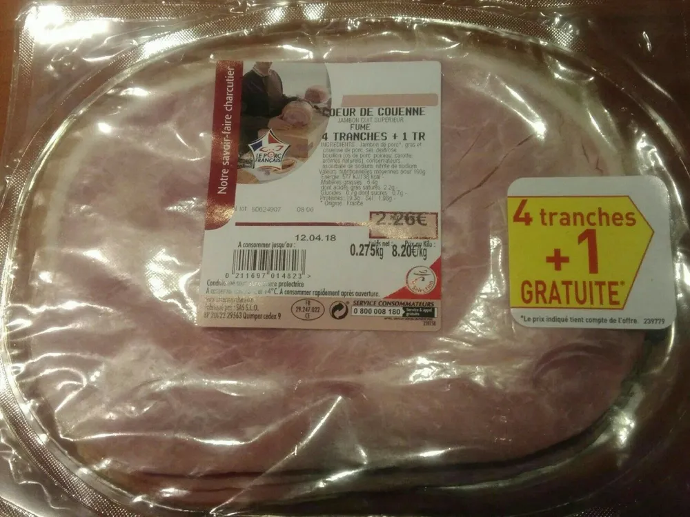 Jambon cuit supérieur fumé