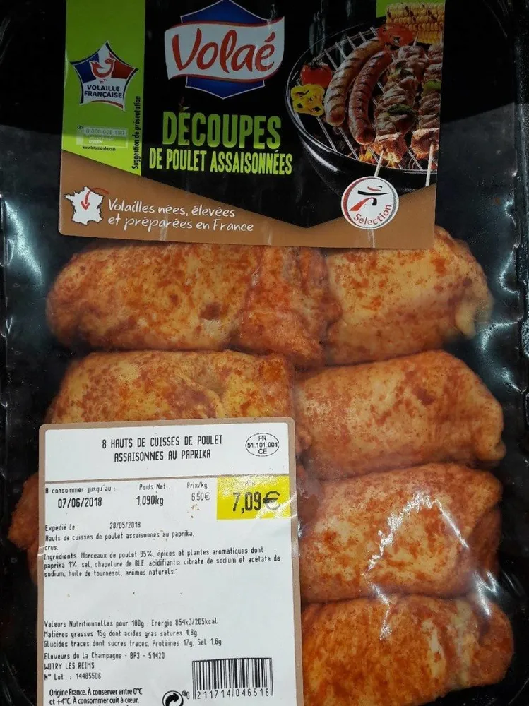 Decoupes de poulet assaisonnées