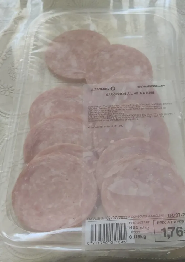 Saucisson a l'ail nature