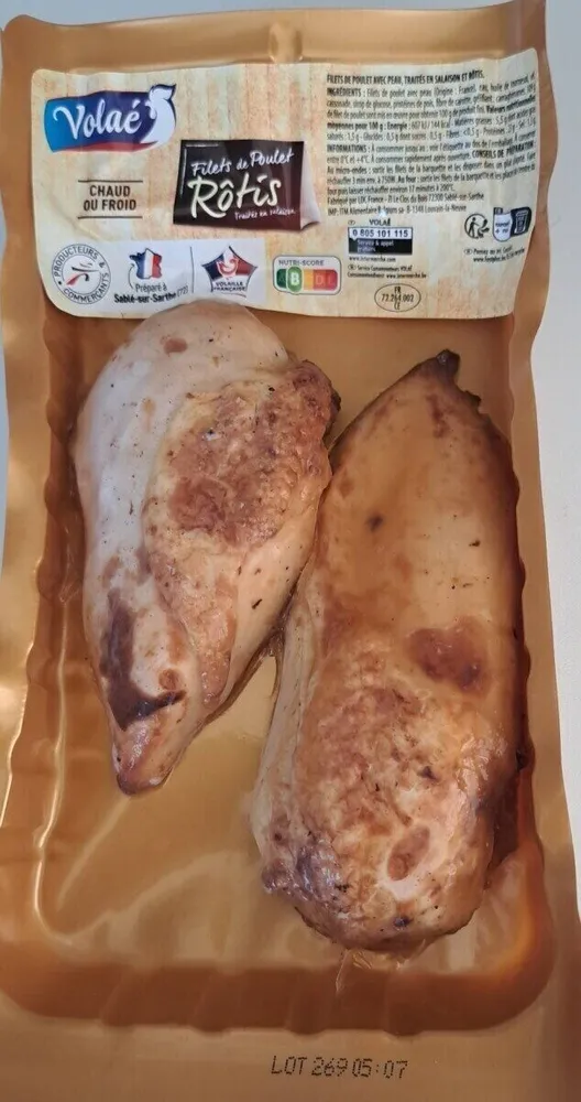 Filets de poulet rotis