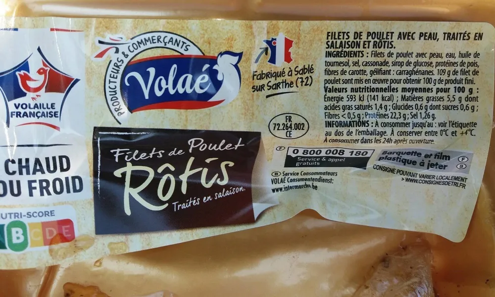 Filets de poulet rotis