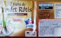 2 filets de poulets rôtis traités en salaison