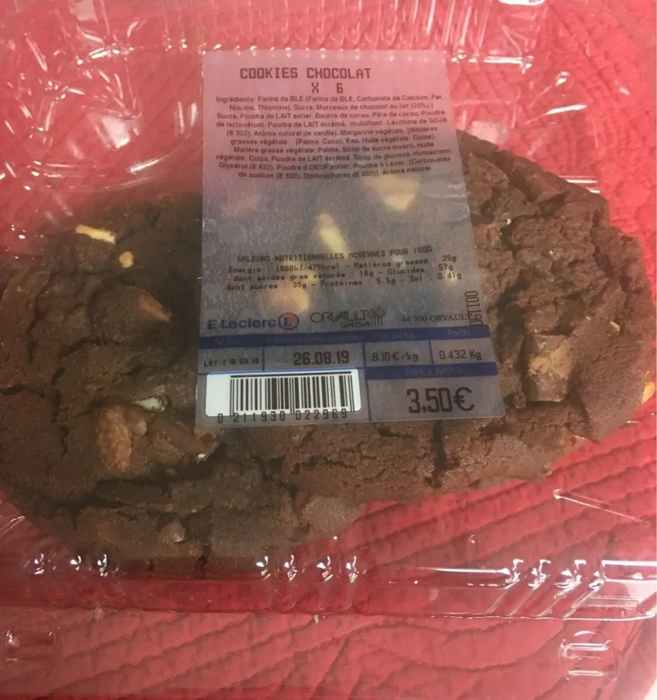 Cookies chocolat x6