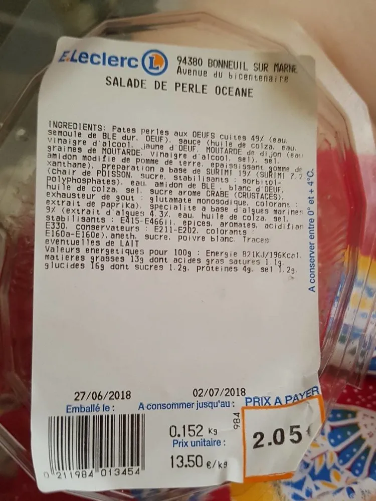 Salade de perle océane