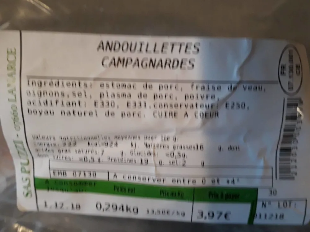 Andouillettes campagnardes