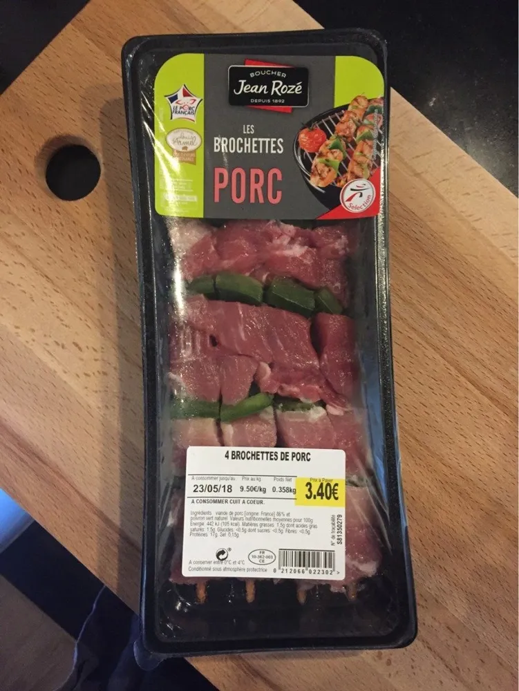 Les brochettes porc