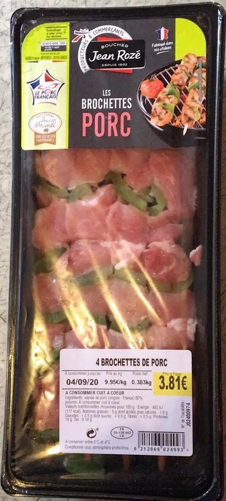 Les brochettes porc