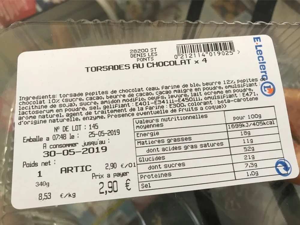 Torsades au chocolat