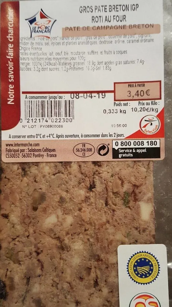 Gros pâte breton rôti au four