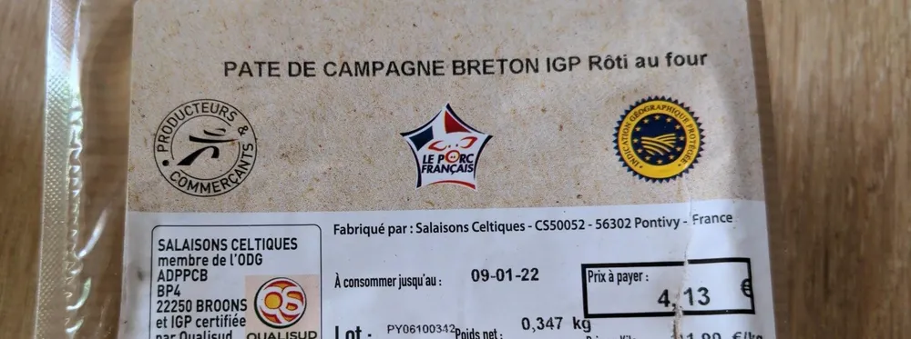 Pâté de campagne breton IGP rôti au four