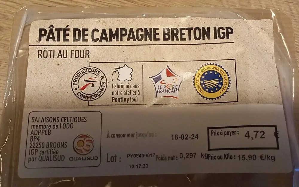 Pâté de campagne breton IGP