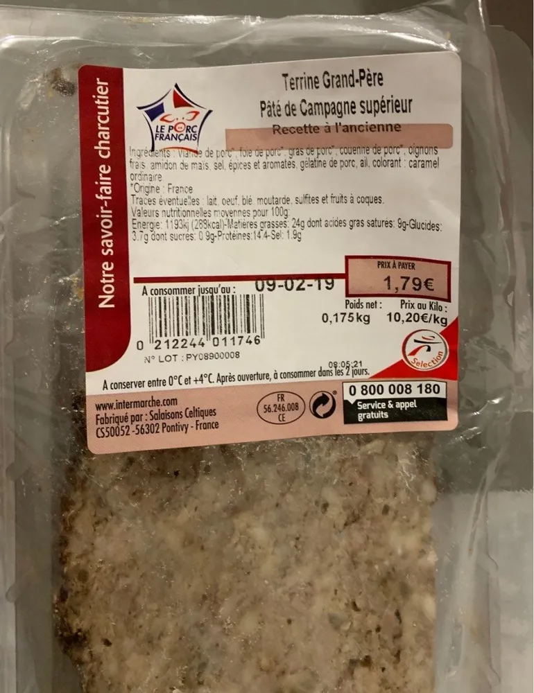 Terrine grand père Pâté de campagne supérieur