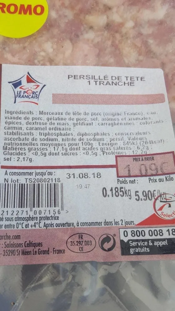 Persillé de tête 1 tranche
