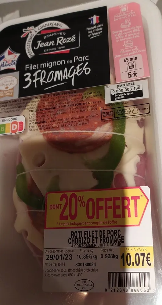 Filet mignon de porc 3 fromages