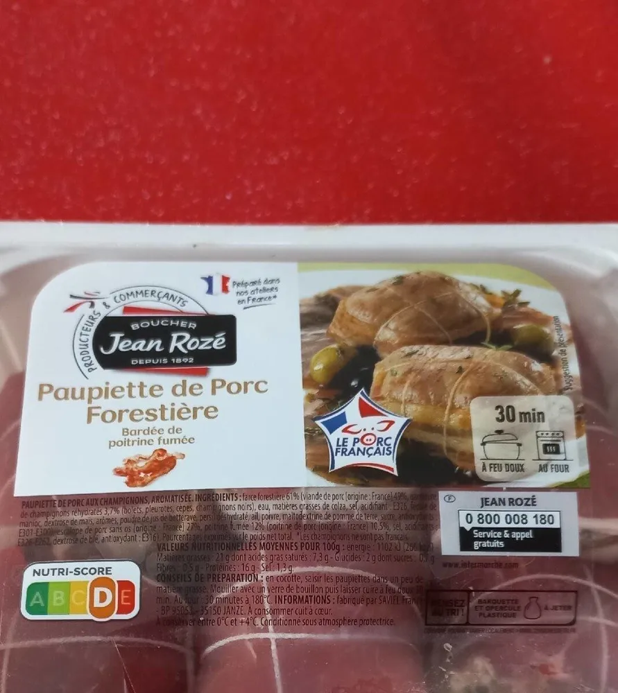 Paupiette de porc forestière