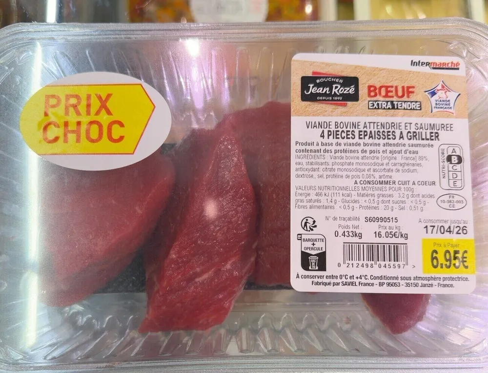 Viande bovine attédrie et saumuree