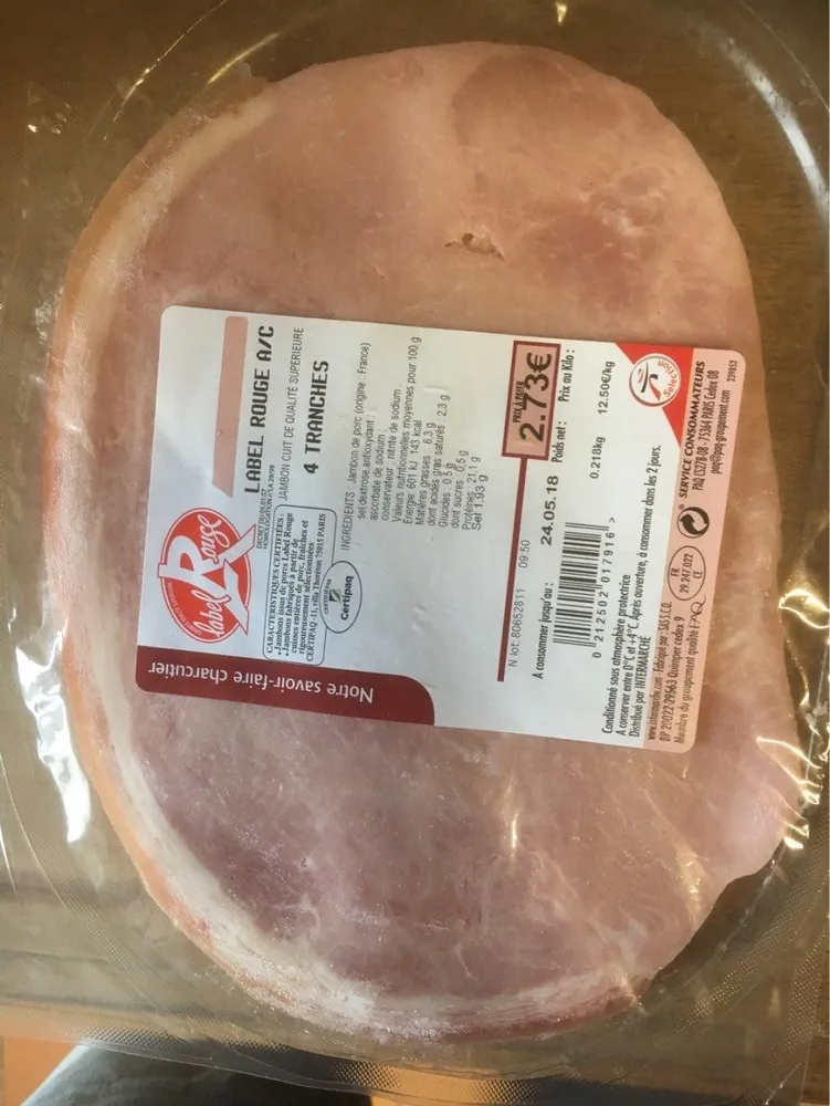 Jambon cuit label rouge