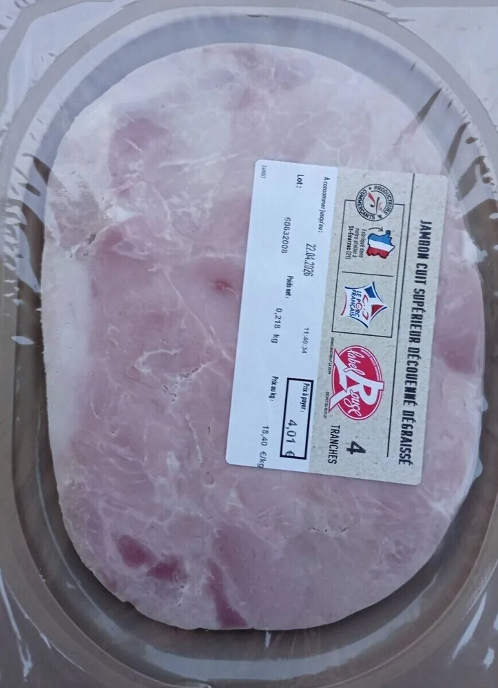 Jambon cuit supérieur découenné dégraissé