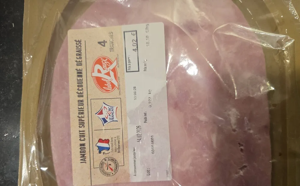 Jambon cuit supérieur découenné dégraissé