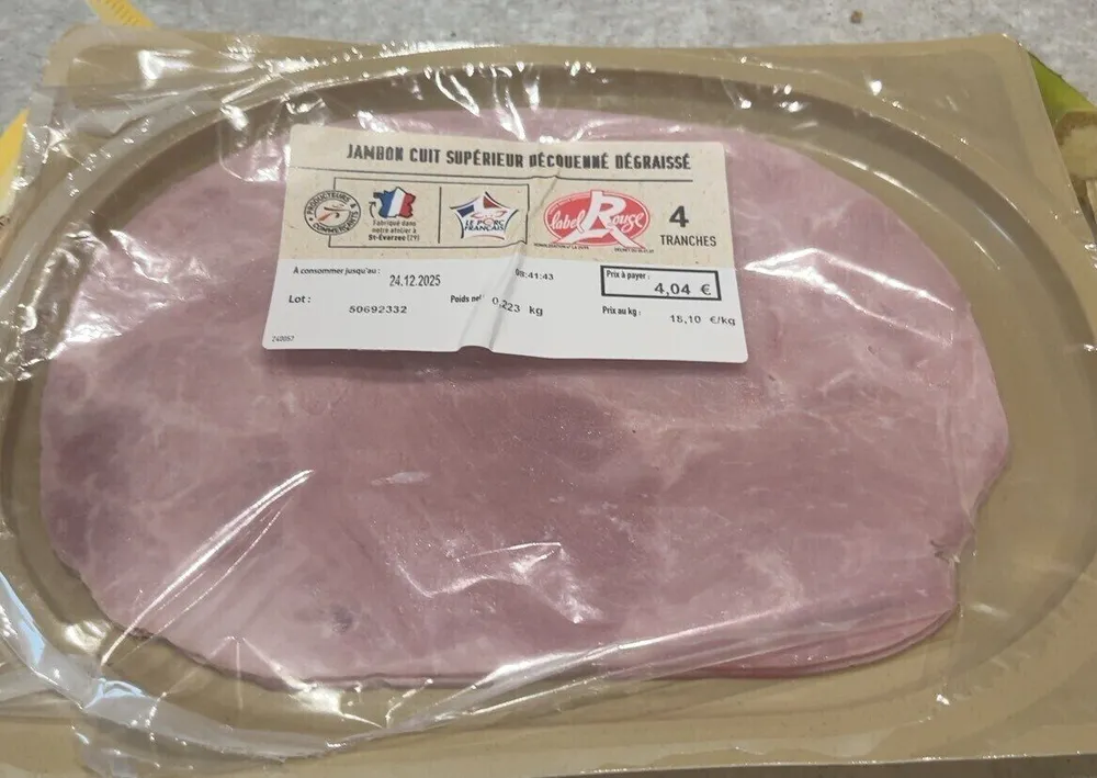 Jambon cuit supérieur decouenné dégressé