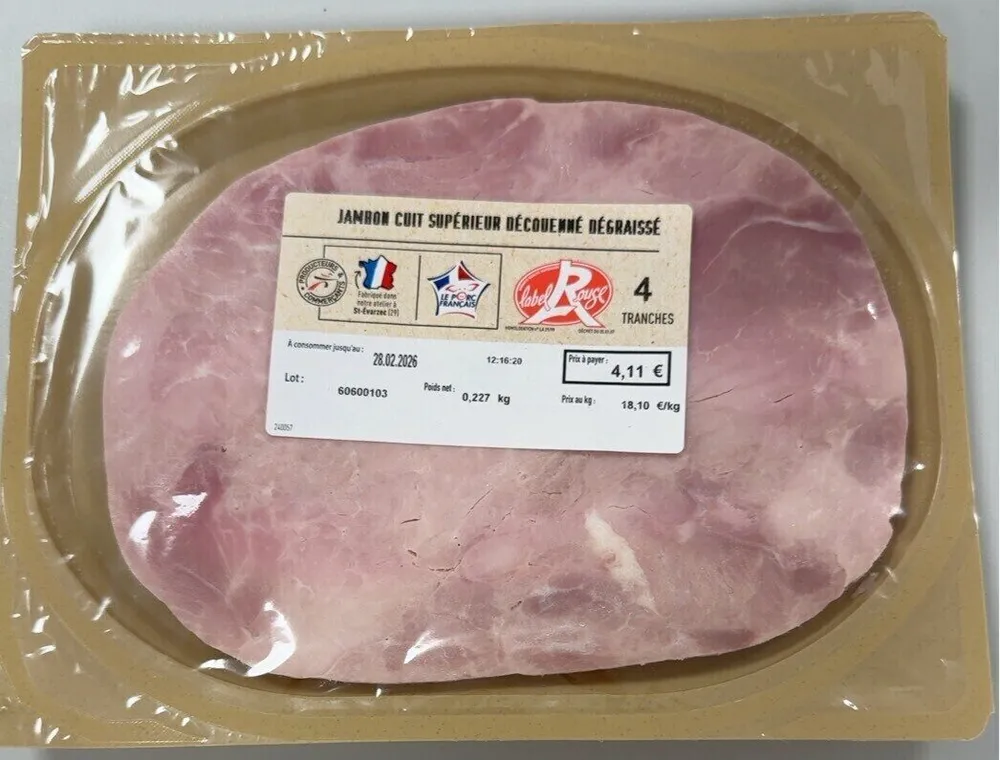 Jambon cuit supérieur découenné dégraissé