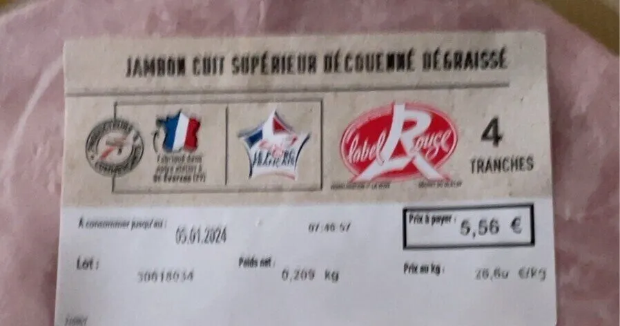 Jambon cuit superieur decouiné degraissé