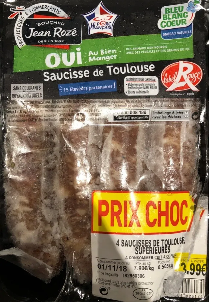 Saucisse de Toulouse Label Rouge